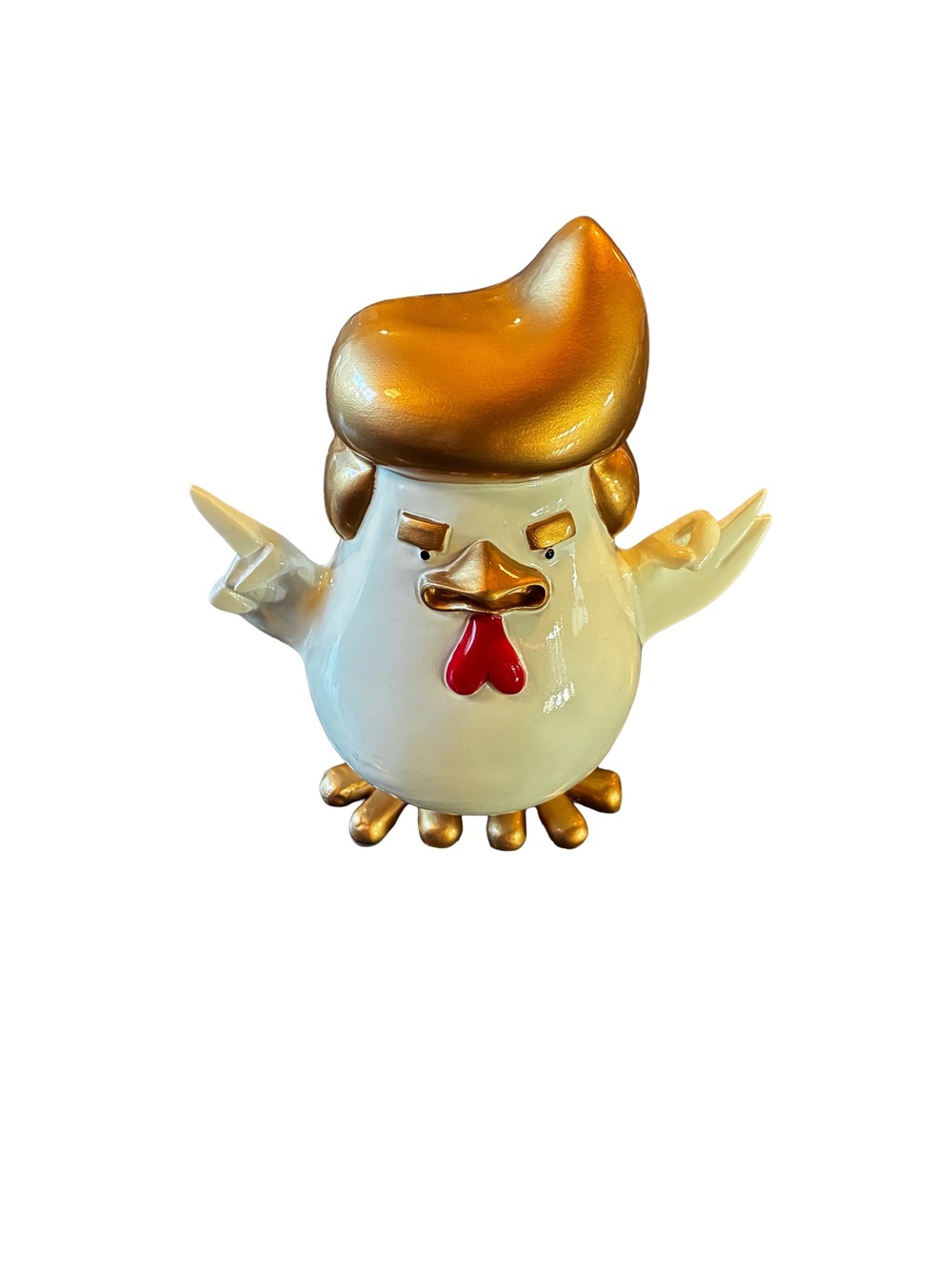 Donald Trump Cocky Chicken Ceramic Figurine